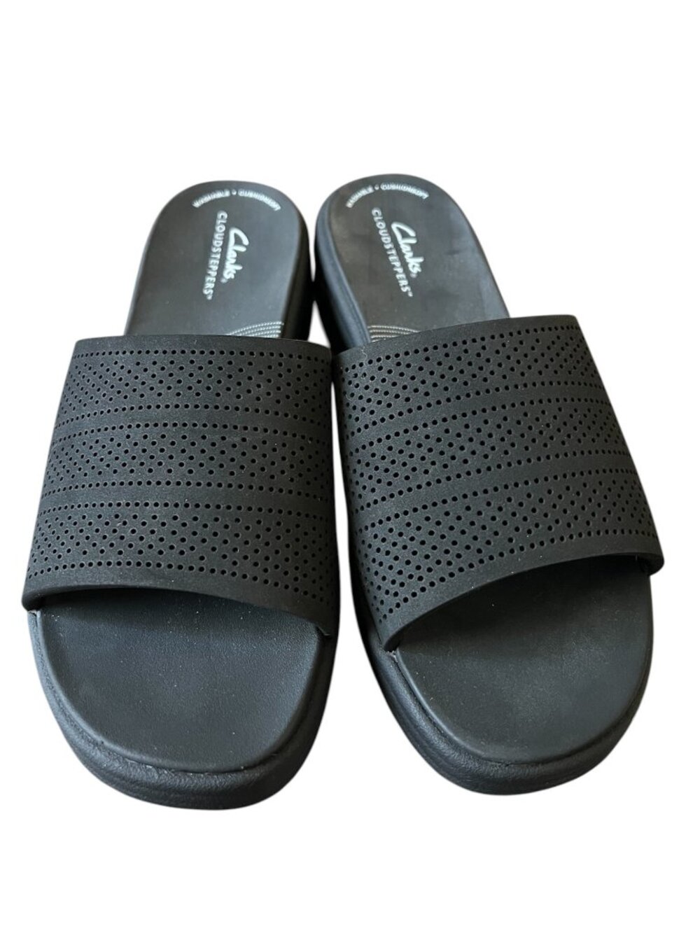 Clarks Cloudsteppers Womens Black Drift Twist Slide Sandals Size 9M Comfortable